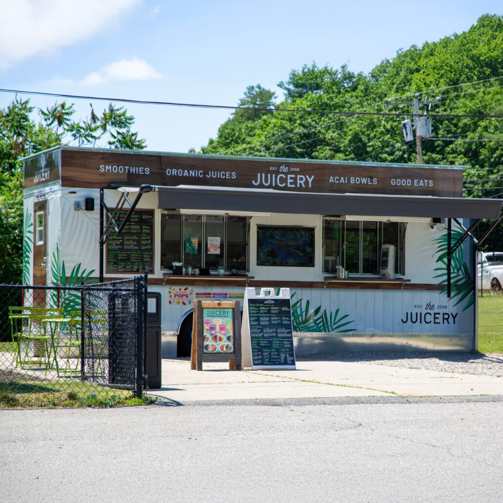 The Juicery food truck at the Route 1 Portsmouth location with order and pickup windows.
